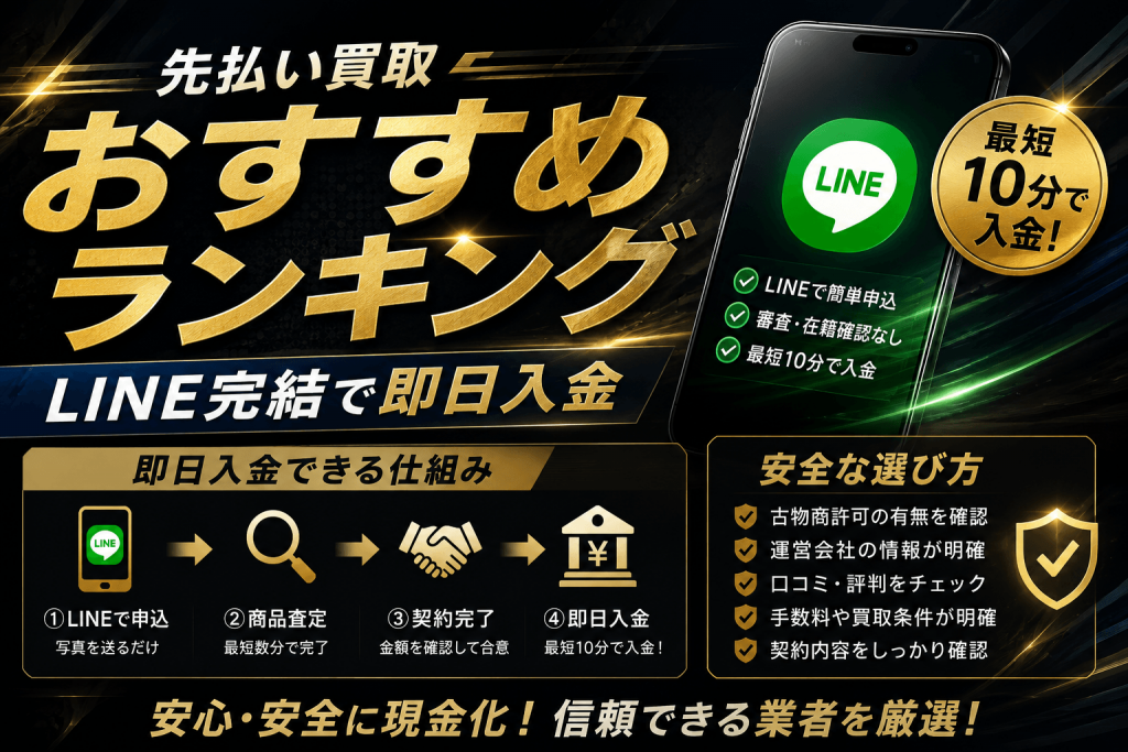 先払い買取おすすめランキングLINE完結で即日入金できる仕組みと安全な選び方を解説